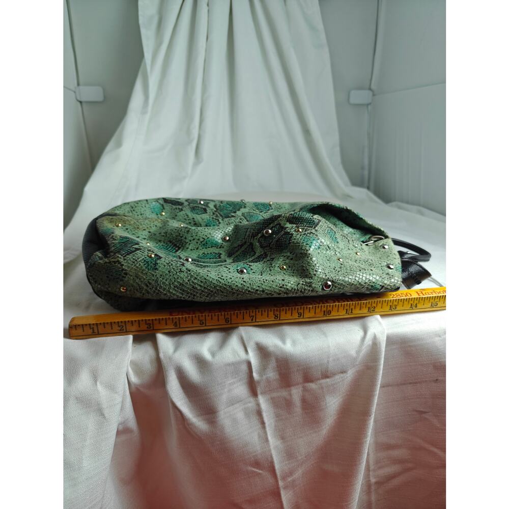 AIMEE KESTENBERG Backpack purse mint green Reptile print  black pebbled leather - Picture 14 of 16